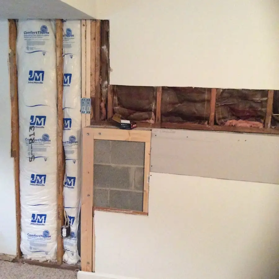Wall insulation replacement during Basement Flood Cleanup in Lysander